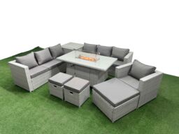 Fimous 10 Seat PE Rattan Lounge Sofa Set Outdoor Garden Furniture Sets in Light Grey - thumbnail 2
