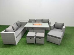 Fimous 10 Seat PE Rattan Lounge Sofa Set Outdoor Garden Furniture Sets in Light Grey - thumbnail 1