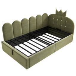 STILVORA 3ft Single Daybed with Hydraulic Storage in Green Velvet - thumbnail 7