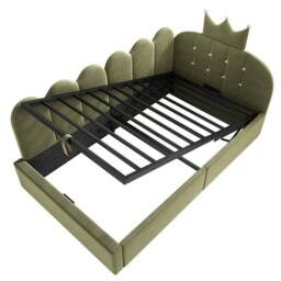 STILVORA 3ft Single Daybed with Hydraulic Storage in Green Velvet - thumbnail 9