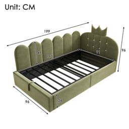 STILVORA 3ft Single Daybed with Hydraulic Storage in Green Velvet - thumbnail 4