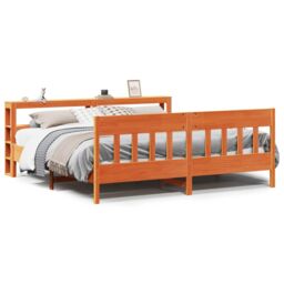 Berkfield Home Bed Frame without Mattress Wax Brown 180x200 cm Super King Solid Wood Pine - thumbnail 2