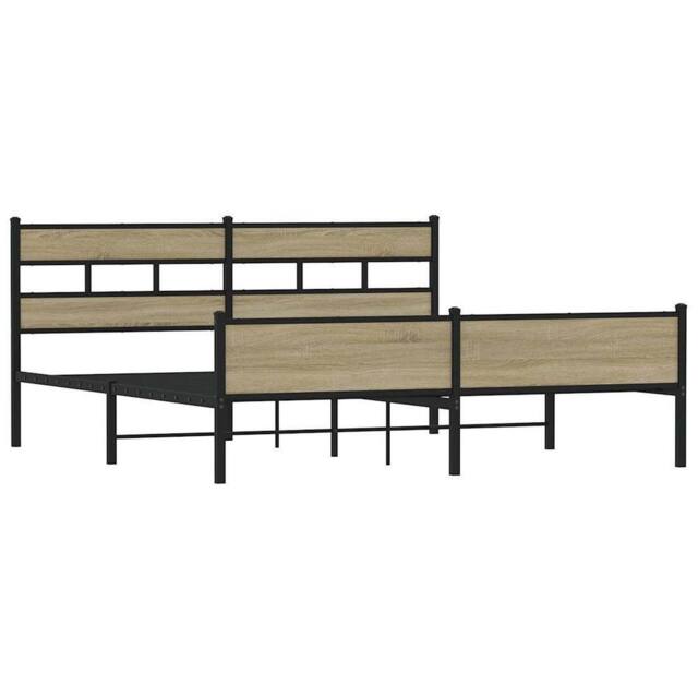 Berkfield Home Metal Bed Frame without Mattress Sonoma Oak 180x200 cm Super King in Light Oak - image 1
