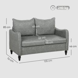 Wyld Haus Yodilo Grey Faux Leather Marble Effect 2 Seater Sofa - thumbnail 4