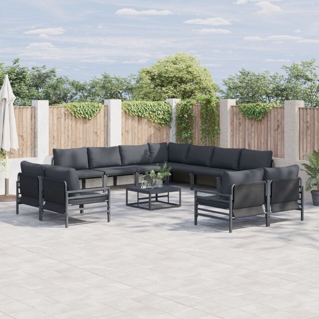 Berkfield Home Garden Sofa Set 12 pcs Anthracite Steel - image 1