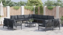 Berkfield Home Garden Sofa Set 12 pcs Anthracite Steel - thumbnail 4