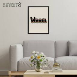 "Artery8 Bloom Colourful Retro Rainbow Font Typography Framed Canvas Art Print in Beige - Size: W12"" x H16""" - thumbnail 3
