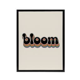 "Artery8 Bloom Colourful Retro Rainbow Font Typography Framed Canvas Art Print in Beige - Size: W12"" x H16""" - thumbnail 1