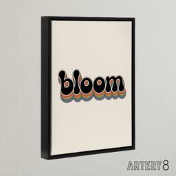 "Artery8 Bloom Colourful Retro Rainbow Font Typography Framed Canvas Art Print in Beige - Size: W12"" x H16""" - thumbnail 2