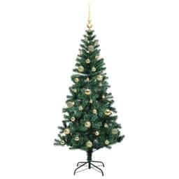 Berkfield Home Elegant Artificial Pre-lit Christmas Tree Green 150 cm PVC & Metal - thumbnail 4