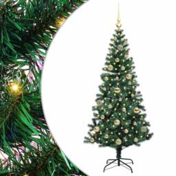 Berkfield Home Elegant Artificial Pre-lit Christmas Tree Green 150 cm PVC & Metal - thumbnail 3