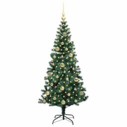 Berkfield Home Elegant Artificial Pre-lit Christmas Tree Green 150 cm PVC & Metal - thumbnail 1