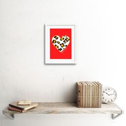 "Artery8 Wall Art Print Red Leopard Beautiful Framed in White - Size: W7"" x H9""" - thumbnail 2