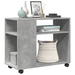 Berkfield Home Side Table with Wheels Concrete Grey 70x35x60 cm Engineered Wood - Size: 70 x 35 x 60 cm - thumbnail 4