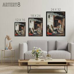 "Artery8 Jean Leon Gerome Slave Market Women Framed Canvas Wall Art Print - Size: W12"" x H16""" - thumbnail 4