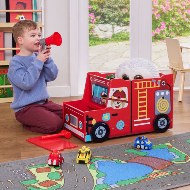 Liberty House Toys Kids Fire Engine Toy Box in Red - image 1