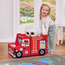 Liberty House Toys Kids Fire Engine Toy Box in Red - thumbnail 5