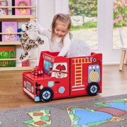 Liberty House Toys Kids Fire Engine Toy Box in Red - thumbnail 4