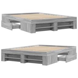 Berkfield Home Durable Bed Frame Frame Grey Sonoma 120x190 cm Small Double Wood - thumbnail 8