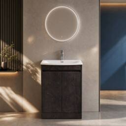 Balterley Chartley Floor Standing 2 Door Vanity Unit, Curved Basin, 600mm, Slate in Grey - thumbnail 6