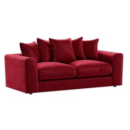 Furnishings For Less UK Brooklyn Plush Velvet Fibre Fabric Sofa Set 3 & 2 Seater sofa in Red - thumbnail 2
