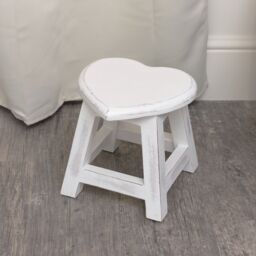 Small White Mango Wooden Heart Stool - thumbnail 4