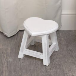 Small White Mango Wooden Heart Stool - thumbnail 3