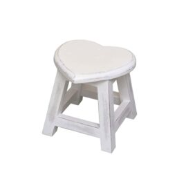 Small White Mango Wooden Heart Stool - thumbnail 1