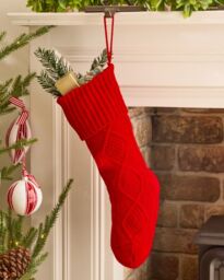 Dibor Set of 4 Traditional Red Chunky Knit Xmas Gift Christmas Stocking - Size: 4 Pack - thumbnail 1