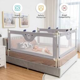 Kelvenix Bed Guard Foldable Mesh Bedside Guardrail in Grey - Size: 100.8 cm - 108.8 cm - thumbnail 5