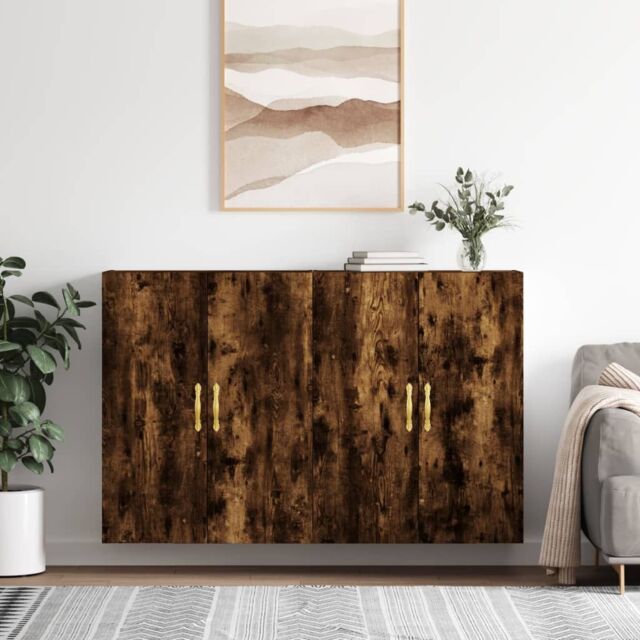 Berkfield Home Wall Mounted Cabinets 2 pcs Smoked Oak 69.5x34x90 cm in Brown - image 1