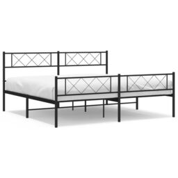 Berkfield Home Metal Bed Frame with Headboard & Footboard Black 193x203 cm - thumbnail 2