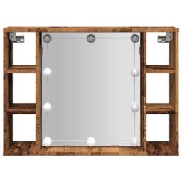 Berkfield Home Mirror Cabinet with LED Old Wood 76x15x55 cm Engineered Wood in Brown - Size: 76 x 15 x 55 cm - thumbnail 5