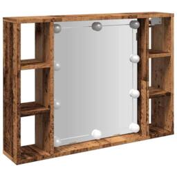 Berkfield Home Mirror Cabinet with LED Old Wood 76x15x55 cm Engineered Wood in Brown - Size: 76 x 15 x 55 cm - thumbnail 1