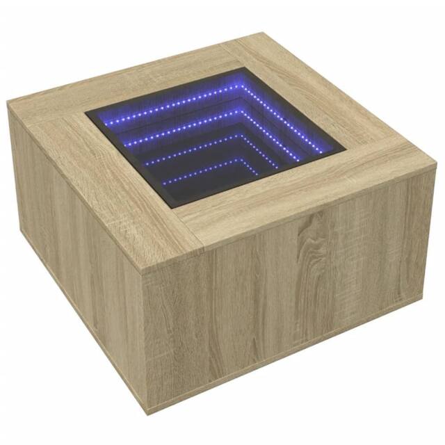Berkfield Home Decorative Coffee Table with LED Sonoma Oak 60x60x40 cm Engineere in Light Brown - Size: 60 x 60 x 40 cm - image 1