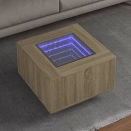 Berkfield Home Decorative Coffee Table with LED Sonoma Oak 60x60x40 cm Engineere in Light Brown - Size: 60 x 60 x 40 cm - thumbnail 2