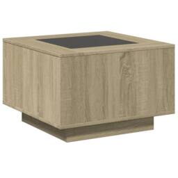 Berkfield Home Decorative Coffee Table with LED Sonoma Oak 60x60x40 cm Engineere in Light Brown - Size: 60 x 60 x 40 cm - thumbnail 8