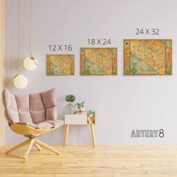 "Artery8 Map Ames 1929 Historic California County Canvas Wall Art Print - Size: W18"" x H24""" - thumbnail 4