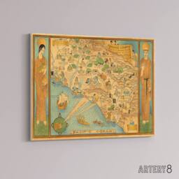 "Artery8 Map Ames 1929 Historic California County Canvas Wall Art Print - Size: W18"" x H24""" - thumbnail 2