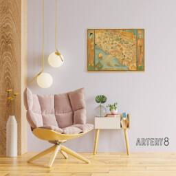 "Artery8 Map Ames 1929 Historic California County Canvas Wall Art Print - Size: W18"" x H24""" - thumbnail 3