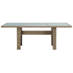Berkfield Home Garden Dining Table Brown 200x100x74 cm Glass & Poly Rattan - Size: 200 x 100 x 74 cm - thumbnail 2