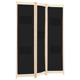 Berkfield Home 3-Panel Room Divider Black 120x170x4 cm Fabric - Size: 120 x 170 x 4 cm - thumbnail 3