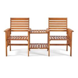 VonHaus Cannes 2 Seater Acacia Wooden Jack & Jill Love Seat in Natural - thumbnail 9