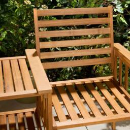 VonHaus Cannes 2 Seater Acacia Wooden Jack & Jill Love Seat in Natural - thumbnail 6