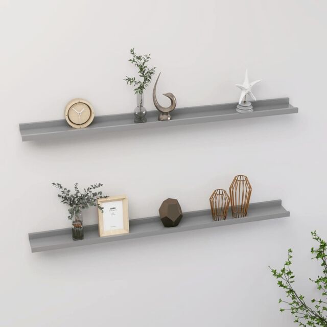 Berkfield Home Wall Shelves 2 pcs Grey 100x9x3 cm - Size: 100 x 9 x 3 cm - image 1