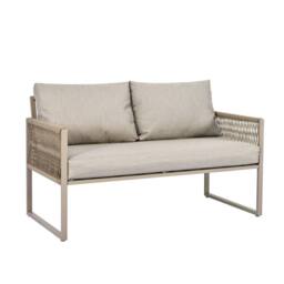 HomeTouch 4 Seater Outdoor Rope Lounge Set with Glass Coffee Table in Khaki - Size: 2 Pack - thumbnail 9
