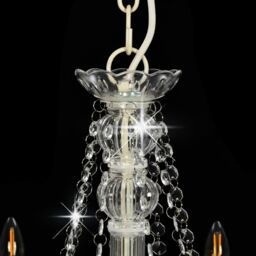Berkfield Home Chandelier with Beads White 8 x E14 Bulbs - thumbnail 5