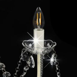 Berkfield Home Chandelier with Beads White 8 x E14 Bulbs - thumbnail 6