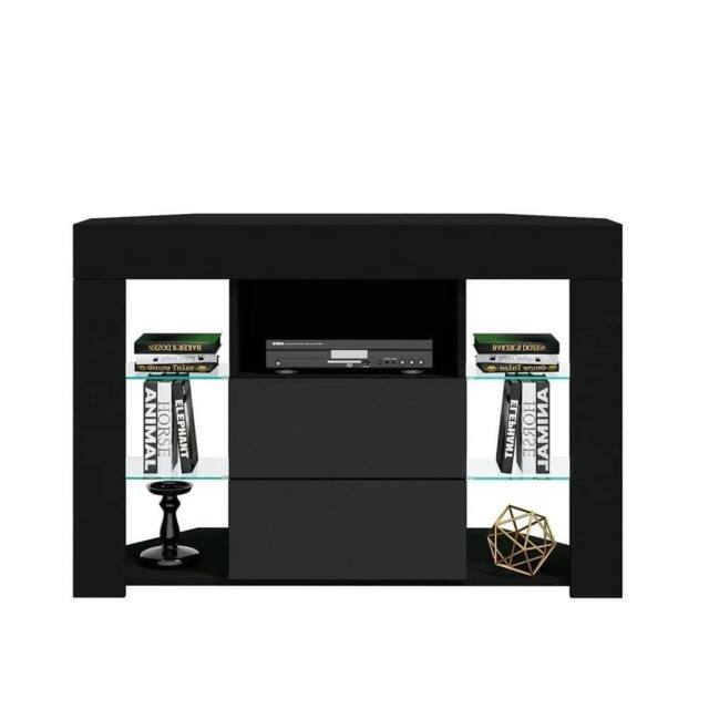 FORGEVIO Black Modern Corner TV Unit Stand - Size: 0.6m2 - image 1