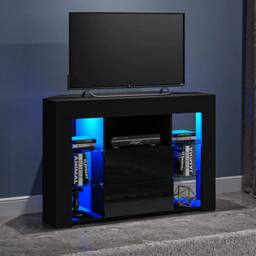 FORGEVIO Black Modern Corner TV Unit Stand - Size: 0.6m2 - thumbnail 5